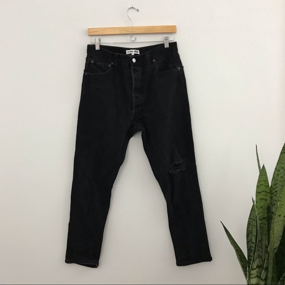 Re/Done Levi's Black Jeans Ripped Knee 28 A7